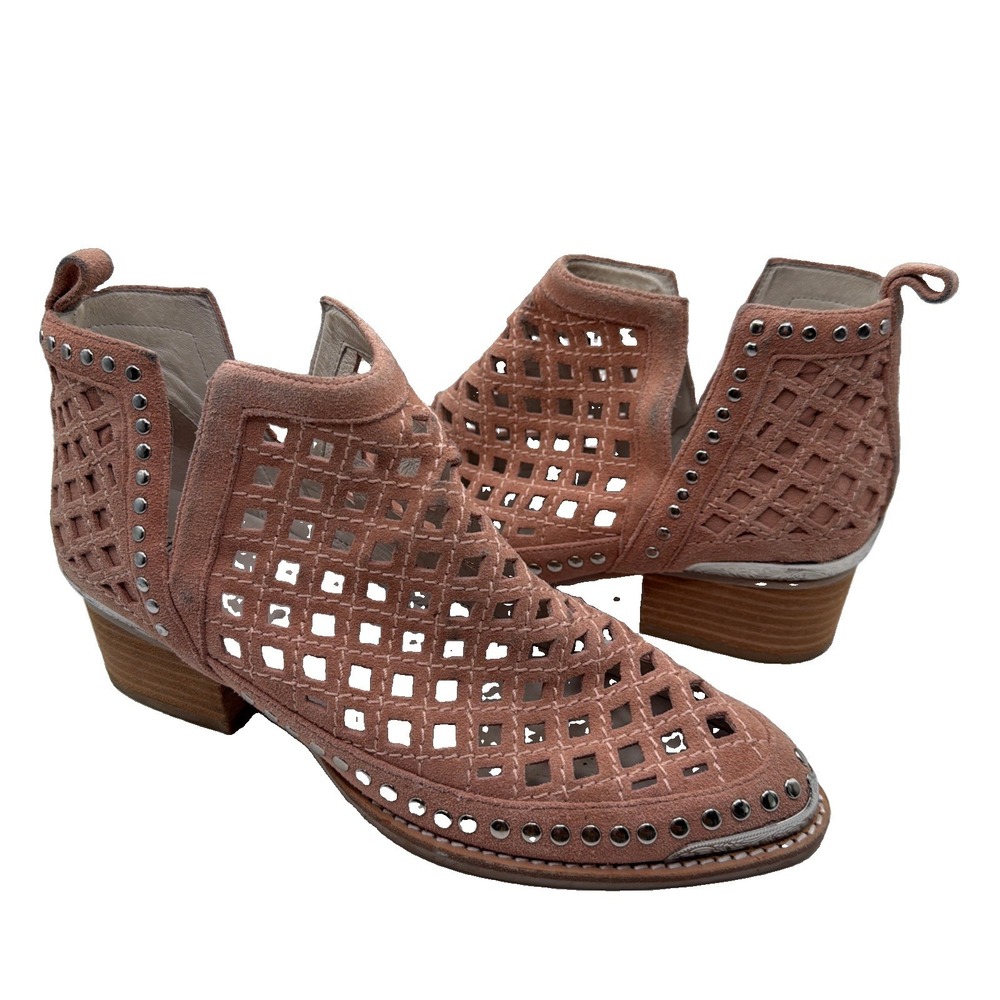 Jeffrey Campbell Tagalong Cutout Bootie Pink w/ Metal Studded Embellishment Sz 9